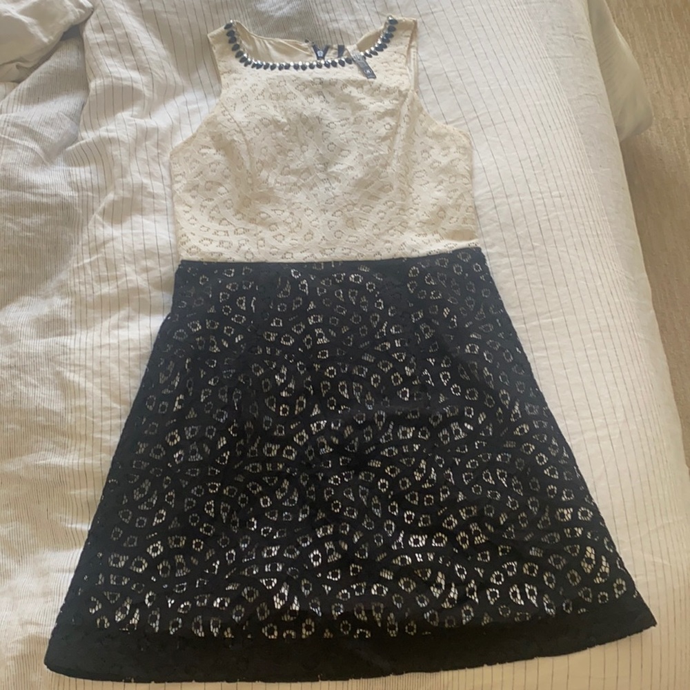 Kensie Black and White Lace Dress